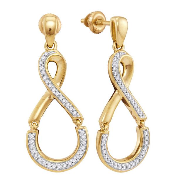 Round Diamond Dangle Earrings 1/5 Cttw 10KT Yellow Gold