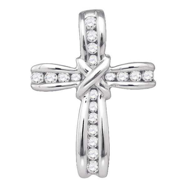 Round Diamond Bound Cross Pendant 1/5 Cttw 10KT White Gold