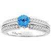 Image 1 : 1.30 CTW Swiss Blue Topaz & Diamond Ring 14K White Gold - REF-67K3W