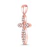 Image 2 : Round Diamond Cross Pendant 1/6 Cttw 10KT Rose Gold