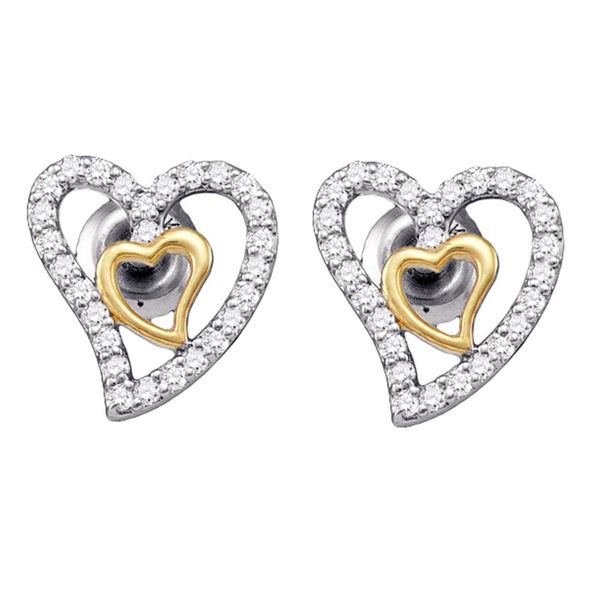 Round Diamond Heart Earrings 1/5 Cttw 10KT White Gold
