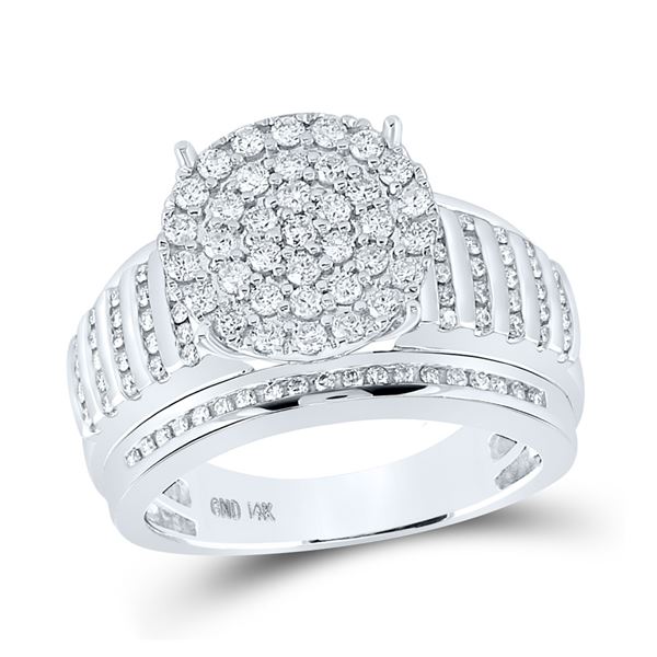 Diamond Cluster Bridal Wedding Engagement Ring 7/8 Cttw 14KT White Gold