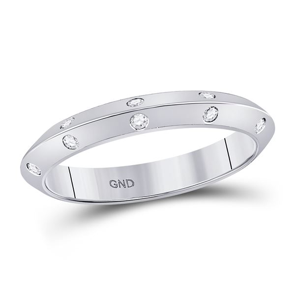 Round Diamond Wedding Machine-Set Band 1/10 Cttw 14KT White Gold