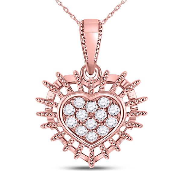 Round Diamond Heart Pendant 1/8 Cttw 10KT Rose Gold