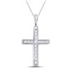 Image 1 : Round Diamond Cross Pendant 1/4 Cttw 10KT White Gold