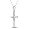 Image 2 : Round Diamond Cross Pendant 1/4 Cttw 10KT White Gold