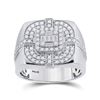 Image 1 : Baguette Diamond Square Ring 1 Cttw 14KT White Gold