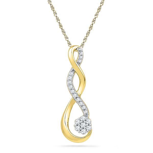 Round Diamond Infinity Cluster Pendant 1/6 Cttw 10KT Yellow Gold