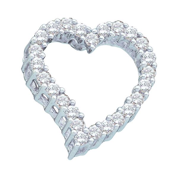 Round Diamond Outline Heart Pendant 1/4 Cttw 14KT White Gold