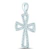 Image 2 : Round Diamond Flared Cross Pendant 1/3 Cttw 10KT White Gold
