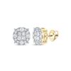Image 1 : Princess Round Diamond Cluster Earrings 1-1/2 Cttw 14KT Yellow Gold
