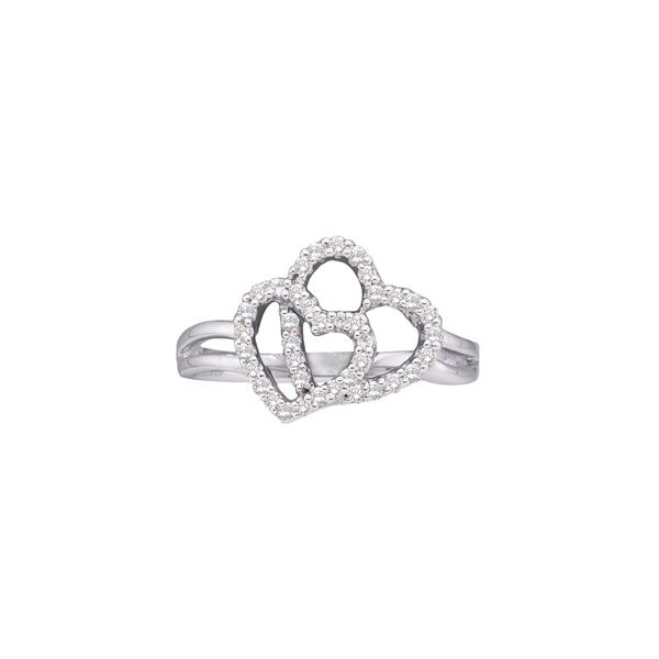 Round Diamond Double Heart Ring 1/4 Cttw 14KT White Gold