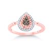 Image 1 : Round Brown Diamond Teardrop Ring 1/5 Cttw 10KT Rose Gold
