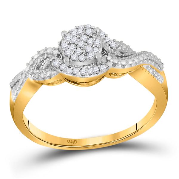 Round Diamond Twist Cluster Ring 1/10 Cttw 10KT Yellow Gold