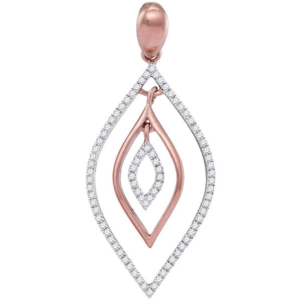 Round Diamond Triple Nested Oval Outline Pendant 1/4 Cttw 10KT Rose Gold