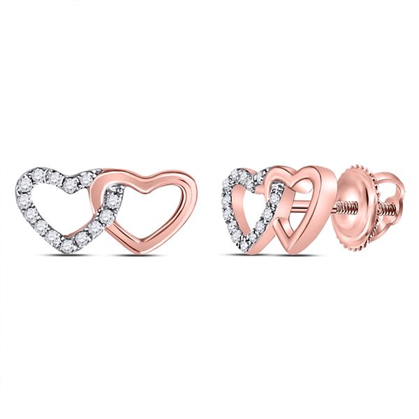 Round Diamond Heart Earrings 1/12 Cttw 10KT Rose Gold