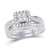 Diamond Halo Bridal Wedding Ring Band Set 1-1/2 Cttw 10KT White Gold