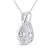 Image 2 : Round Diamond Moving Twinkle Teardrop Pendant 1/20 Cttw 10KT White Gold