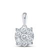 Image 1 : Round Diamond Flower Cluster Pendant 1/2 Cttw 14KT White Gold