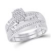 Image 2 : Diamond Cluster Matching Wedding Set 1/3 Cttw 10KT White Gold