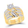 Image 2 : Diamond Solitaire Matching Wedding Set 1 Cttw 10KT Yellow Gold