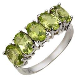 CERTIFIED 3.0ctw PERIDOT FIVE-STONE RING WHITE GOLD