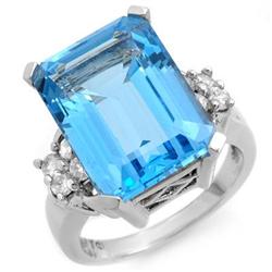 CERTIFIED 15.5ctw DIAMOND & BLUE TOPAZ RING WHITE GOLD