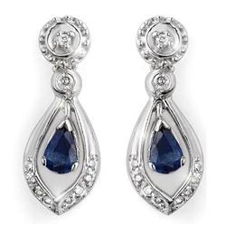 CERTIFIED 1.36ctw DIAMOND & BLUE SAPPHIRE EARRINGS GOLD