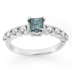 BRIDAL RING 0.90ctw ACA CERTIFIED WHITE & BLUE DIAMOND