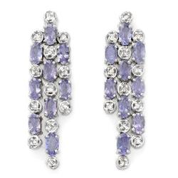 ACA CERTIFIED 4.33ctw DIAMOND & TANZANITE EARRINGS GOLD