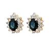 Image 1 : CERTIFIED 4.05ct DIAMOND & SAPPHIRE EARRINGS 14K Y GOLD