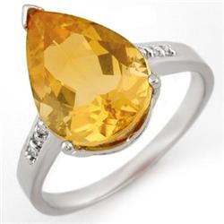 ACA CERTIFIED 5.10ctw DIAMOND & CITRINE RING WHITE GOLD