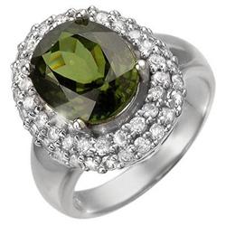 RING 5.50ctw ACA CERTIFIED DIAMOND & GREEN TOURMALINE