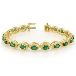 FINE 10.0ctw ACA CERTIFIED EMERALD BRACELET YELLOW GOLD