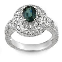 FINE 2.08ctw ACA CERTIFIED DIAMOND & BLUE SAPPHIRE RING