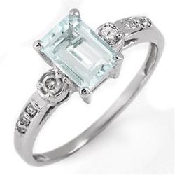 FINE 1.20ctw ACA CERTIFIED DIAMOND & AQUAMARINE RING