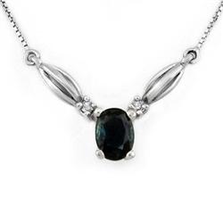 NECKLACE 1.30ctw ACA CERTIFIED DIAMOND & BLUE SAPPHIRE