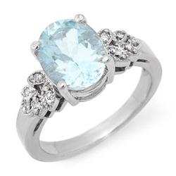 FINE 2.75ctw ACA CERTIFIED DIAMOND & AQUAMARINE RING