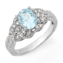 FINE 1.55ctw ACA CERTIFIED DIAMOND & AQUAMARINE RING