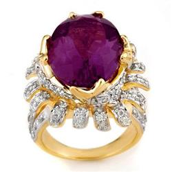 FINE 13.75ctw ACA CERTIFIED DIAMOND & AMETHYST RING