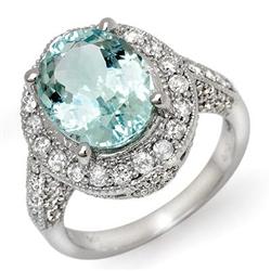 FAMOUS! 4.5ctw CERTIFIED DIAMOND & AQUAMARINE RING GOLD