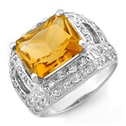 ACA CERTIFIED 5.0ctw DIAMOND & CITRINE RING 14KT GOLD