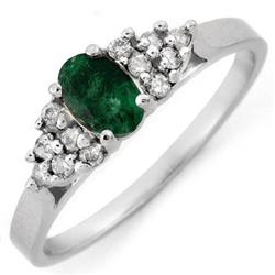 ACA CERTIFIED 0.50ctw DIAMOND & EMERALD RING WHITE GOLD