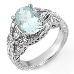 FINE 3.25ctw ACA CERTIFIED DIAMOND & AQUAMARINE RING