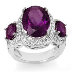 ACA CERTIFIED 8.0ctw DIAMOND & AMETHYST RING WHITE GOLD