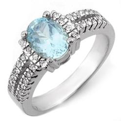 FINE 1.55ctw ACA CERTIFIED DIAMOND & AQUAMARINE RING