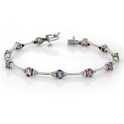 CERTIFIED 2.3ct DIAMOND & TANZANITE TENNIS BRACELET 14K