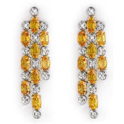 EARRINGS 6.33ct CERTIFIED DIAMOND & YELLOW SAPPHIRE 14K