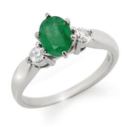 FINE 1.20ctw ACA CERTIFIED DIAMOND & EMERALD RING 14KT