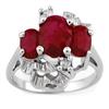 Image 1 : THREE-STONE 3.06ctw ACA CERTIFIED DIAMOND & RUBY RING